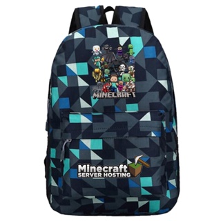 Minecraft กระเป๋าเป้สะพายหลัง กระเป๋านักเรียน พิมพ์ลายการ์ตูน Mochila แฟชั่นสําหรับเด็กผู้ชาย และเด็กผู้หญิง