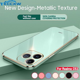 เคสโทรศัพท์มือถือ ซิลิโคนนิ่ม ทรงสี่เหลี่ยม บางมาก หรูหรา สําหรับ Realme C51 NFC C53 C55 GT3 Narzo N55