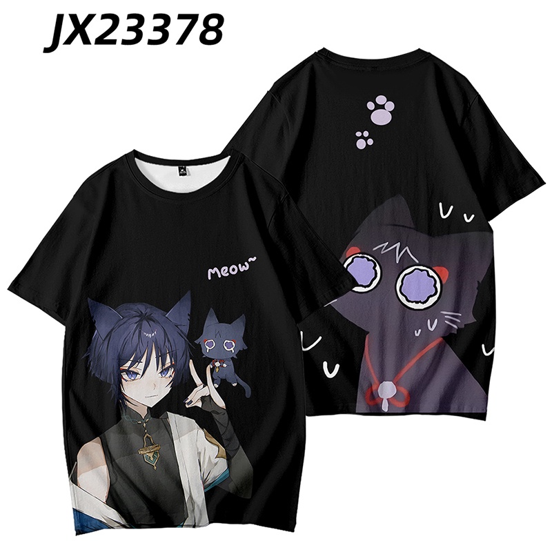 Ellen Genshin Impact เสื้อยืดแขนสั้น พิมพ์ลายอนิเมะ Wanderer สไตล์ฮาราจูกุ คอสเพลย์ Kunikuzushi แฟชั่นสําหรับผู้ชาย และผู้หญิง