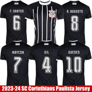 เสื้อกีฬาแขนสั้น ลายทีมชาติฟุตบอล Corinthians Paulista Away Jersey Augusto Maycon Gil Guedes Santos HQ1 2023-2024 พลัสไซซ์ QH1