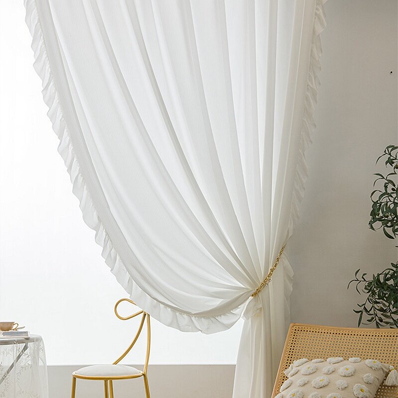แนะนำ ผ้าม่าน ผ้าม่านโปร่งแสง กึ่งโปร่งแสง สไตล์วินเทจ สีขาว สําหรับตกแต่งประตู หน้าต่าง ระเบียง ห้องครัว ห้องนั่งเล่น ราคาพิเศษ มีเก็บเงินปลายทาง
