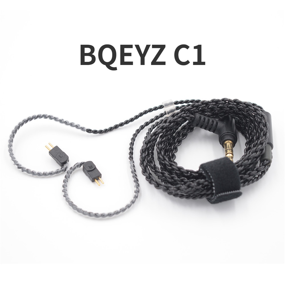 Bqeyz สายเคเบิลเชื่อมต่อหูฟัง HiFi 0.78 มม. 2Pin ปลั๊ก 3.5 สีดํา แบบเปลี่ยน สําหรับ KZ ZS10 Pro X ZS