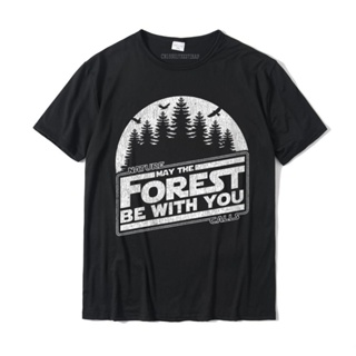 เสื้อยืด ผ้าฝ้าย พิมพ์ลายกราฟฟิค May The Forest Be With You Nature Camp ขนาดใหญ่ สําหรับผู้ชาย และผู้หญิง