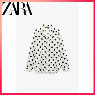 Zara ใหม่ เสื้อเชิ้ต ลายจุด ทรงหลวม สําหรับผู้หญิง