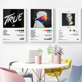 ใหม่ Avicii True อัลบั้มรูปภาพ โปสเตอร์ผ้าใบ พิมพ์ลายเพลงฮิปฮอป มินิมอล สําหรับตกแต่งผนังบ้าน ห้องของขวัญ