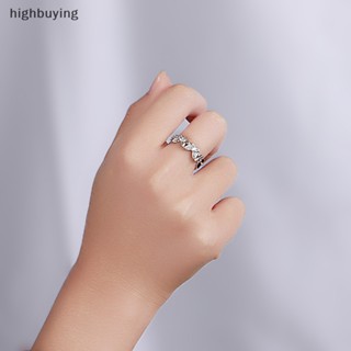 [highbuying] ใหม่ แหวนแฟชั่น รูปผีเสื้อ ใบไม้ เรขาคณิต ประดับเพทาย ปรับขนาดได้