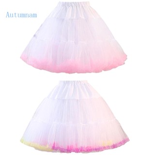Autu ชุดเดรสกระโปรง ครึ่งตัว กันลื่น ลายคริโนลีน สําหรับสตรี