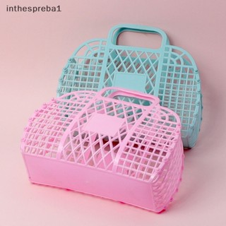 Inthespreba1^^ ตะกร้าซักผ้า ห้องน้ํา ตาข่ายพับได้ แบบพกพา พลาสติก ตะกร้าซักผ้า *ใหม่