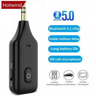 Hotwind 2 in 1 อะแดปเตอร์รับส่งสัญญาณบลูทูธไร้สาย 5.0 แจ็ค 3.5 มม. สําหรับเครื่องเสียงรถยนต์ Aux A2dp A9O3