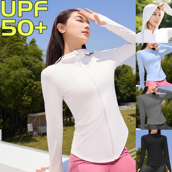 (YOGA-138) เสื้อคลุมออกกำลังกายผู้หญิง มีฮู้ด ผ้านิ่มลื่นเกรดพรีเมียม เสื้อสปอร์ตแขนยาว แจ็คเก็ตแขนยาว