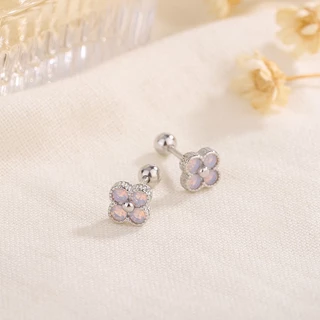 Hikaw ต่างหูสตั๊ด หินออโรร่า สีเงิน ไม่ทําให้แพ้ เครื่องประดับ สําหรับผู้หญิง