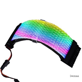 Iwo สายเคเบิลต่อขยายเคส PSU RGB ATX 24Pin + PCI-E GPU 8PinX2 สีนีออน