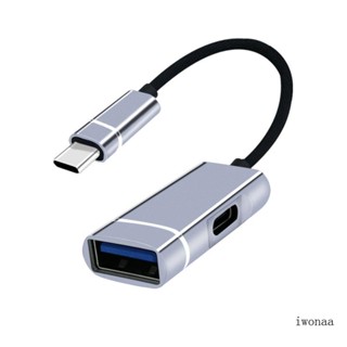 Iwo ฮับเชื่อมต่อ Type-C 2 in 1 พอร์ต USB Type C เป็น USB 3 0 + PD