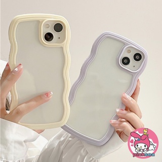 เคสโทรศัพท์มือถือ ซิลิโคนนุ่ม TPU ใส ลายคลื่น เรียบง่าย สําหรับ iPhone 15 14 13 12 11 Pro Max X Xr Xs Max 8 7 Plus 2 in 1