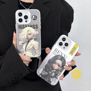 For เคสไอโฟน 14 Pro Max [Modern Girl Boy Cool] เคส Phone Case For iPhone 14 Pro Max Plus 13 12 For เคสไอโฟน11 Ins Korean Style Retro Classic Couple Shockproof Protective TPU Cover Shell