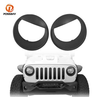 ขายดี ฝาครอบไฟหน้ารถยนต์ สีดํา สําหรับ Jeep Wrangler JK 2007-2017 2 ชิ้น