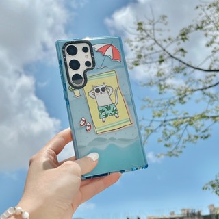 【Holiday Cat】casetify เคสโทรศัพท์มือถือแบบนิ่ม Tpu กันกระแทก ลายกลิตเตอร์ แฟชั่น คุณภาพสูง สําหรับ Samsung s23ultra s23 s23+ s22ultra