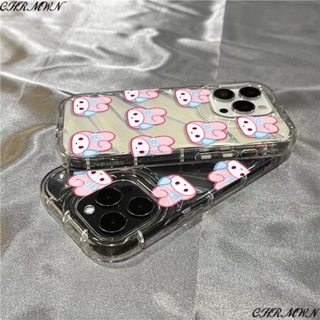 เคสโทรศัพท์มือถือแบบใส กันกระแทก ลายกระต่ายอวกาศ สีชมพู สําหรับ Iphone 1114 12 13promax 14promax pro 5WPQ