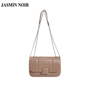 Jasmin NOIR กระเป๋าสะพายไหล่ หนัง PU ลายสก๊อต แต่งสายโซ่ ขนาดเล็ก สําหรับผู้หญิง