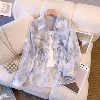 Sunscreen Shirt Womens Summer Thin Outer Tie-Dye Top 2023 New Breathable All-match Chiffon Cardigan Thin Coat