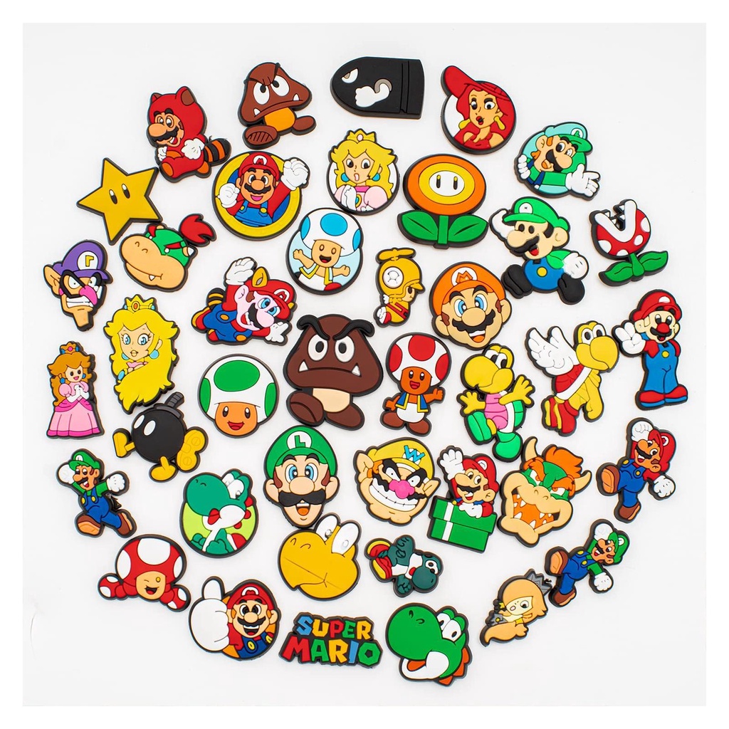 การ์ตูนมังกรเกม Jibbits สําหรับ designcs Pins Super Mario Jibitz Charm เห็ดรองเท้า Charms Disney Pri