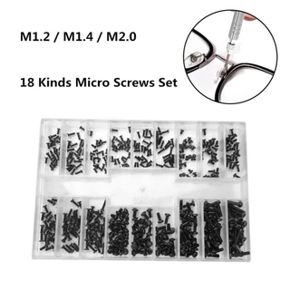 Ziluolan สกรูขนาดเล็ก, M1.2 / M1.4 / M2.0 สแตนเลสมินิสกรู Assortment Kit, สกรูเมตริก 18 ชนิดสกรูไมโครสีดําชุดแว่นกันแดด
