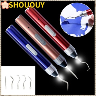 Shououy ปากกากําจัดวัชพืชไวนิล มีไฟ LED ชาร์จได้ สําหรับงานหัตถกรรม