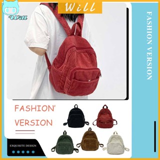 [Will.th] Corduroy กระเป๋าเป้สะพายหลัง กระเป๋านักเรียน กระเป๋าถือ ขนาดเล็ก