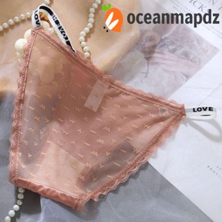 OCEANMAPDZ กางเกงชั้นใน ผ้าไนล่อน เอวต่ํา ผ้าตาข่าย ยืดหยุ่น ประดับโบว์ สีพื้น สําหรับผู้หญิง