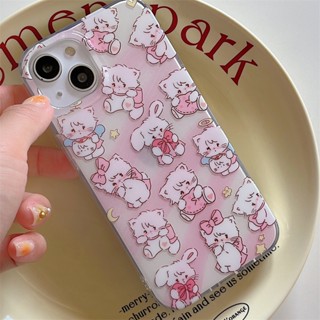 เคสโทรศัพท์มือถือแบบแข็ง สองชั้น กันกระแทก ลายแมวน่ารัก สีชมพู ขาว สําหรับ iPhone 13 12promax XS 13 pro 14promax