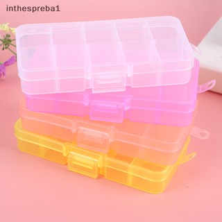 Inthespreba1^^ กล่องพลาสติก 10 ช่อง ปรับได้ สําหรับเก็บเครื่องประดับ ต่างหู ลูกปัด