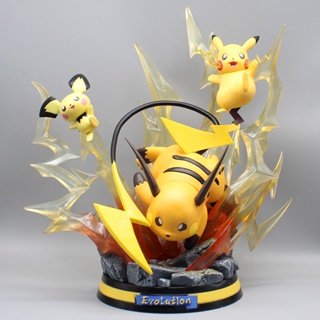 ฟิกเกอร์ Pvc รูปปั้นการ์ตูนอนิเมะ Pokemon Pikachu Gk Evolution Series ขนาด 45 ซม.