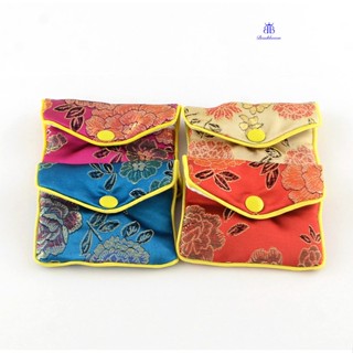 กระเป๋าสตางค์ ทรงสี่เหลี่ยมผืนผ้า มีซิป คละสี 7x8 ซม. 5 ชิ้น