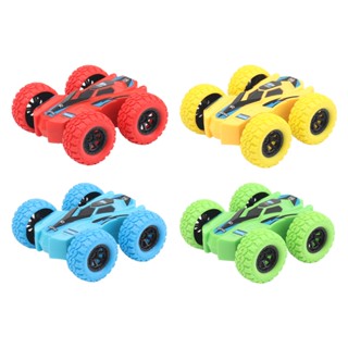 4pcs Outdoor Children Indoor Off-Road Anti-fall For Boys Inertia Friction Powered Double Sided Flip Pull Back Toys Car