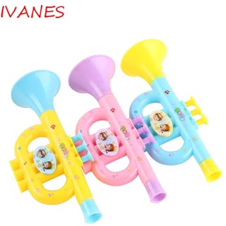 IVANES เครื่องดนตรีทรัมเป็ตจําลอง ลายการ์ตูน สุ่มสี ของเล่นเสริมการเรียนรู้เด็ก