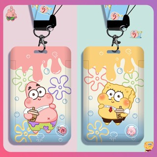 การ์ตูนสร้างสรรค์ Spongebob Card Holder Set Bus Meal Card Access Control Work Card Document Work Card School Card Protective Cover Outdoor Decoration [COD]