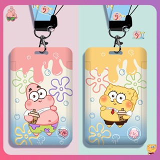 การ์ตูนสร้างสรรค์ Spongebob Card Holder Set Bus Meal Card Access Control Work Card Document Work Card School Card Protective Cover Outdoor Decoration [COD]