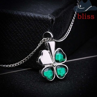 BLISS Urn สร้อยคอโซ่ จี้ใบโคลเวอร์นําโชค สีเขียว 1 ชิ้น