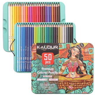 Kalour ชุดแปรงดินสอสีน้ํามัน 50 สี แบบมืออาชีพ