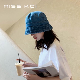 Misskoi [พร้อมส่ง] หมวกบักเก็ตยีน ขนาดเล็ก เข้ากับทุกการแต่งกาย สไตล์อังกฤษ ญี่ปุ่น แฟชั่นฤดูใบไม้ผลิ ฤดูร้อน สําหรับผู้หญิง