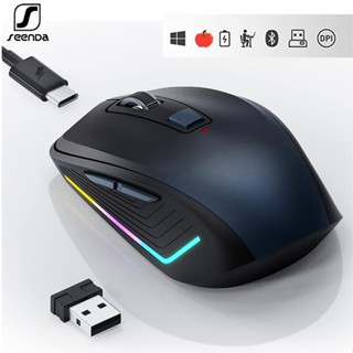 Seenda เมาส์บลูทูธไร้สาย พร้อมไฟแบ็คไลท์ RGB 2.4G USB 3 DPI ปรับได้ สําหรับคอมพิวเตอร์ แล็ปท็อป