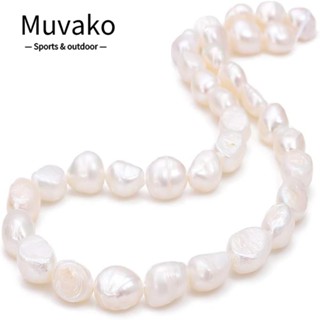 Muvako ลูกปัดไข่มุก สีขาว 6-7 มม. ไข่มุกน้ําจืด 14 นิ้ว สําหรับทําเครื่องประดับ DIY