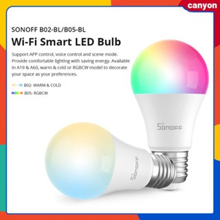 Sonoff Wifi หลอดไฟ LED อัจฉริยะ Rgbw หลอดไฟวิเศษแบบหรี่แสงได้ แอพมือถือ การควบคุมตัวจับเวลา ฟังก์ชั่น ความสว่างที่ปรับได้ รองรับการควบคุมด้วยเสียง แคนยอน