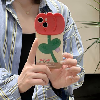 เคสโทรศัพท์มือถือ ซิลิโคน กันกระแทก ลายดอกทิวลิป สามมิติ สีชมพู สําหรับ Iphone 12 11 13 14 PRO MAX 14 13ProMax 12 13pro 11 14pro