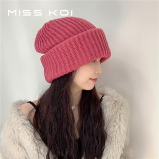 Misskoi [พร้อมส่ง] หมวกถัก ผ้าวูล ทรงหลวม ขนาดใหญ่ สไตล์เกาหลี ญี่ปุ่น แฟชั่นฤดูใบไม้ร่วง ฤดูหนาว สําหรับผู้หญิง