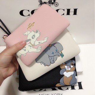 Disney X Corner Zip Wristlet 91776 91778 91777 ผู้หญิง กระเป๋าซิป แท้ COAC H กระเป๋าใส่เหรียญ กระเป๋าคลัตช์