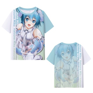 เสื้อยืดแขนสั้น พิมพ์ลายการ์ตูน Hatsune Miku 3 มิติ แฟชั่นฤดูร้อน