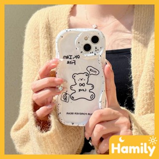 iPhone 11 Case Soft TPU Curved Wave Case Glossy White Cute Bear Cartoon Camera Protection Shockproof Compatible with iPhone 14 13 12 11 pro max 7 8 plus x xs xr