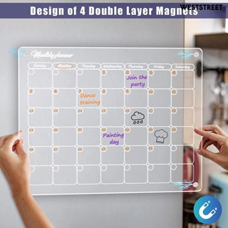 Weststreet ปฏิทิน ic อะคริลิคใส ปฏิทิน ตู้เย็น ic แห้ง ลบบอร์ด ปฏิทิน จัดหาบ้าน 1 ชุด