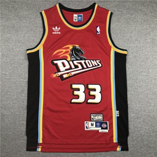 ลูกสูบดีทรอยต์ NBA สไตล์ย้อนยุค ไม่ซ้ําใคร #33 เสื้อกีฬาบาสเก็ตบอล ลายทีม Grant Hill Jersey Red bz 525364